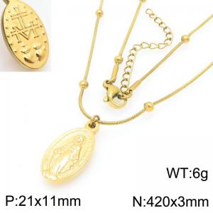 Stainless steel fashionable religious style Virgin Mary necklace - KN295096-Z