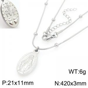 Stainless steel fashionable religious style Virgin Mary necklace - KN295097-Z