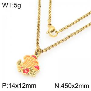 European and American fashion personality stainless steel creative color mushroom pendant charm gold necklace - KN295252-Z