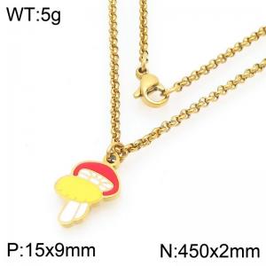 European and American fashion personality stainless steel creative color mushroom pendant charm gold necklace - KN295254-Z