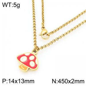 European and American fashion personality stainless steel creative color mushroom pendant charm gold necklace - KN295255-Z