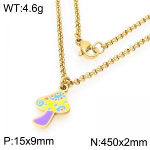 European and American fashion personality stainless steel creative color mushroom pendant charm gold necklace - KN295257-Z