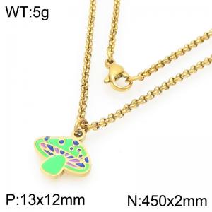 European and American fashion personality stainless steel creative color mushroom pendant charm gold necklace - KN295259-Z