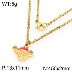 European and American fashion personality stainless steel creative color mushroom pendant charm gold necklace - KN295260-Z