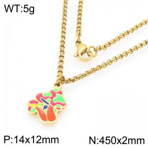 European and American fashion personality stainless steel creative color mushroom pendant charm gold necklace - KN295261-Z