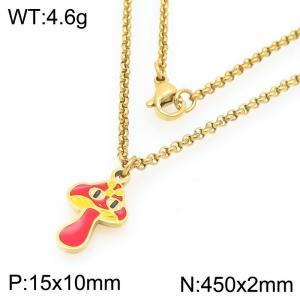 European and American fashion personality stainless steel creative color mushroom pendant charm gold necklace - KN295262-Z