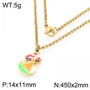 European and American fashion personality stainless steel creative color mushroom pendant charm gold necklace - KN295265-Z