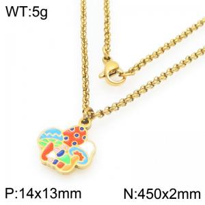 European and American fashion personality stainless steel creative color mushroom pendant charm gold necklace - KN295266-Z