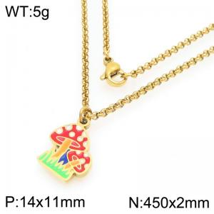 European and American fashion personality stainless steel creative color mushroom pendant charm gold necklace - KN295268-Z