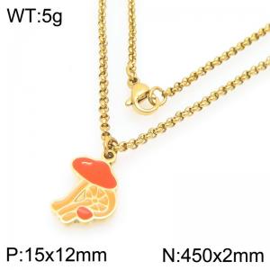 European and American fashion personality stainless steel creative color mushroom pendant charm gold necklace - KN295269-Z