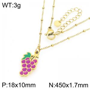 European and American fashion personality stainless steel creative fruit series grape pendant temperament gold necklace - KN295280-Z