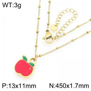 European and American fashion personality stainless steel creative fruit series apple pendant temperament gold necklace - KN295281-Z