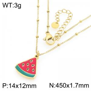 European and American fashion personality stainless steel creative fruit series watermelon pendant temperament gold necklace - KN295282-Z