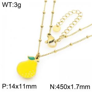 European and American fashion personality stainless steel creative fruit series snow pear pendant temperament gold necklace - KN295284-Z