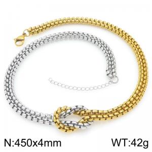 Rope Knot Square Pearl Chain Necklace Stainless Steel Spliced Gold Color Jewelry - KN295313-Z