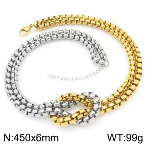 Rope Knot Square Pearl Chain Necklace Stainless Steel Spliced Gold Color Jewelry - KN295319-Z