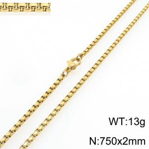 Stainless Steel Square Pearl Necklace Lobster Clasp Gold Color Jewelry - KN295333-Z