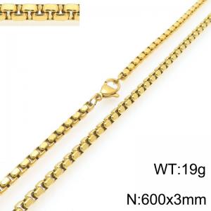 Stainless Steel Square Pearl Necklace Lobster Clasp Gold Color Jewelry - KN295337-Z