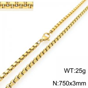 Stainless Steel Square Pearl Necklace Lobster Clasp Gold Color Jewelry - KN295340-Z
