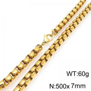 Stainless Steel Square Pearl Necklace Lobster Clasp Gold Color Jewelry - KN295363-Z