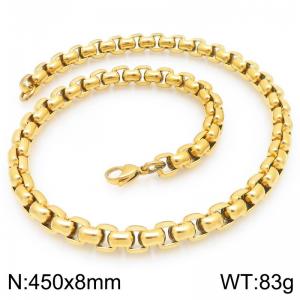 Stainless Steel Square Pearl Necklace Lobster Clasp Gold Color Jewelry - KN295376-Z