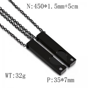 Rectangular Fashion Couple's Best Friend Heart Pendant Necklace Black-plating Necklace - KN295967-Z