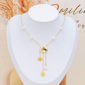 SS Gold-Plating Necklace - KN296044-SXSJ