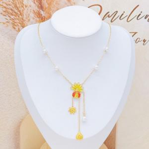 SS Gold-Plating Necklace - KN296045-SXSJ