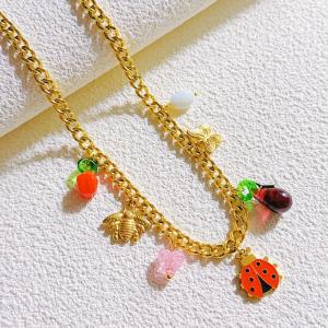 SS Gold-Plating Necklace - KN296056-SXSJ