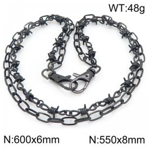 Stainless steel black double-layer necklace - KN296108-Z