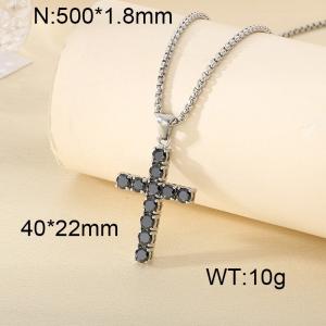 Stainless Steel Stone Necklace - KN296582-CALY