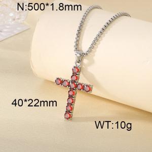 Stainless Steel Stone Necklace - KN296583-CALY
