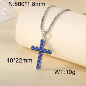 Stainless Steel Stone Necklace - KN296584-CALY
