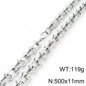 Fashion stainless steel 500 × 11mm hollow bone chain lobster buckle temperament silver bracelet - KN296697-Z
