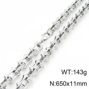 Fashion stainless steel 650 × 11mm hollow bone chain lobster buckle temperament silver bracelet - KN296700-Z