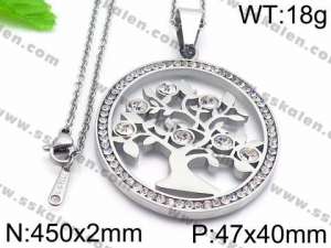 Stainless Steel Stone & Crystal Necklace - KN29705-K