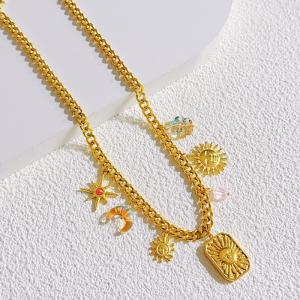 SS Gold-Plating Necklace - KN297538-SXSJ