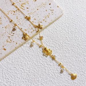SS Gold-Plating Necklace - KN297544-SXSJ