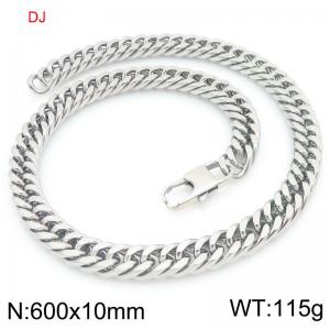 Stainless Steel Cuban Chain Necklace Silver Color - KN298331-Z