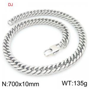 Stainless Steel Cuban Chain Necklace Silver Color - KN298333-Z
