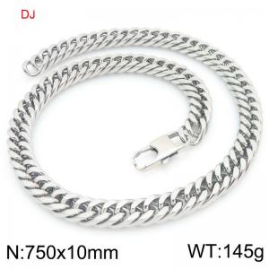 Stainless Steel Cuban Chain Necklace Silver Color - KN298334-Z