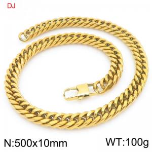 Stainless Steel Cuban Chain Necklace Gold Color - KN298336-Z