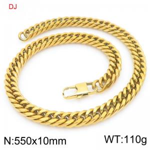Stainless Steel Cuban Chain Necklace Gold Color - KN298337-Z