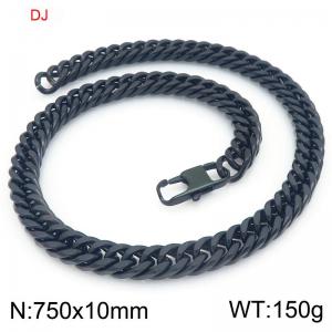 Stainless Steel Cuban Chain Necklace Black Color - KN298348-Z
