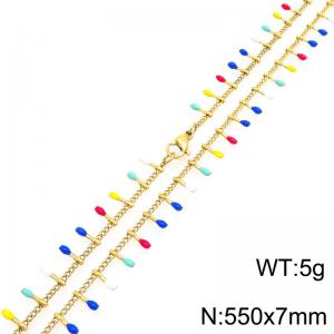 SS Gold-Plating Necklace - KN298390-Z