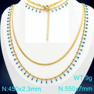 SS Gold-Plating Necklace - KN298418-Z