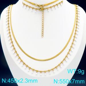 SS Gold-Plating Necklace - KN298422-Z