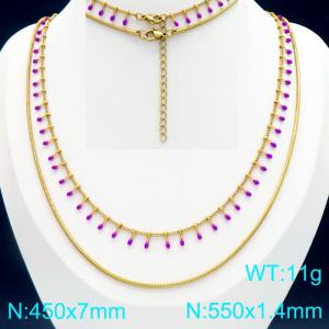 SS Gold-Plating Necklace - KN298428-Z