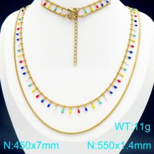 SS Gold-Plating Necklace - KN298430-Z
