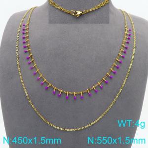 SS Gold-Plating Necklace - KN298438-Z